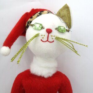 Christmas Cat Plush Doll With Santa Hat Leopard Leggings Noelle 2 Glamkats 12"
